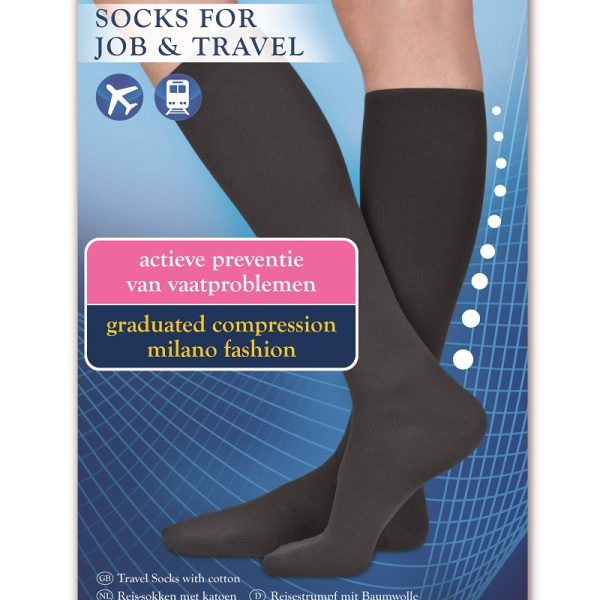 BEVRASAN® compressiekousen - steunkousen - sokken voor werk & reizen schoenmaat 43,5-45 kleur Zwart