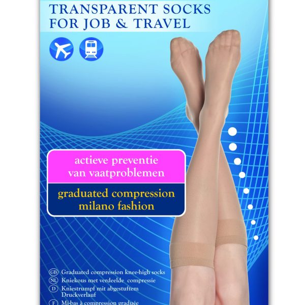 BEVRASAN® Transparante compressiekousen - steunkousen - sokken voor  werk & reizen - Schoenmaat 37,5-39 kleur zwart